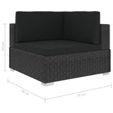 NNEVL Sectional Corner Chairs 2 pcs with Cushions Poly Rattan Black
