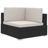 NNEVL 3 Piece Garden Sofa Set with Cushions Poly Rattan Black