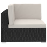 NNEVL 3 Piece Garden Sofa Set with Cushions Poly Rattan Black