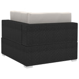 NNEVL 3 Piece Garden Sofa Set with Cushions Poly Rattan Black