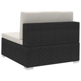 NNEVL 3 Piece Garden Sofa Set with Cushions Poly Rattan Black