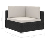 NNEVL 3 Piece Garden Sofa Set with Cushions Poly Rattan Black