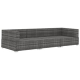 NNEVL 3 Piece Garden Sofa Set with Cushions Poly Rattan Grey