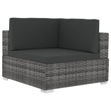 NNEVL 3 Piece Garden Sofa Set with Cushions Poly Rattan Grey