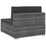 NNEVL 3 Piece Garden Sofa Set with Cushions Poly Rattan Grey