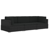 NNEVL 3 Piece Garden Sofa Set with Cushions Poly Rattan Black