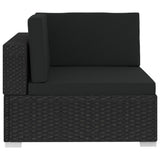 NNEVL 3 Piece Garden Sofa Set with Cushions Poly Rattan Black