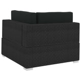 NNEVL 3 Piece Garden Sofa Set with Cushions Poly Rattan Black