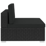 NNEVL 3 Piece Garden Sofa Set with Cushions Poly Rattan Black