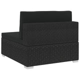NNEVL 3 Piece Garden Sofa Set with Cushions Poly Rattan Black