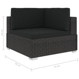 NNEVL 3 Piece Garden Sofa Set with Cushions Poly Rattan Black