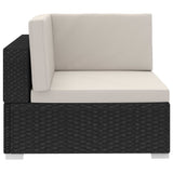 NNEVL 4 Piece Garden Sofa Set with Cushions Poly Rattan Black