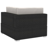 NNEVL 4 Piece Garden Sofa Set with Cushions Poly Rattan Black