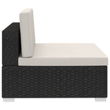 NNEVL 4 Piece Garden Sofa Set with Cushions Poly Rattan Black