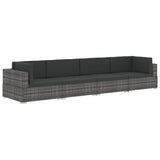NNEVL 4 Piece Garden Sofa Set with Cushions Poly Rattan Grey