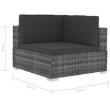 NNEVL 4 Piece Garden Sofa Set with Cushions Poly Rattan Grey