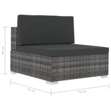 NNEVL 4 Piece Garden Sofa Set with Cushions Poly Rattan Grey