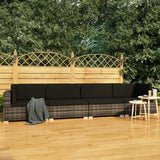 NNEVL 4 Piece Garden Sofa Set with Cushions Poly Rattan Grey