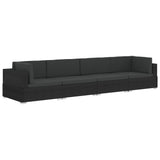 NNEVL 4 Piece Garden Sofa Set with Cushions Poly Rattan Black