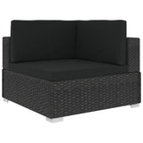 NNEVL 4 Piece Garden Sofa Set with Cushions Poly Rattan Black