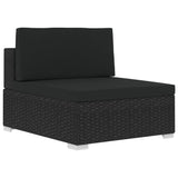 NNEVL 4 Piece Garden Sofa Set with Cushions Poly Rattan Black