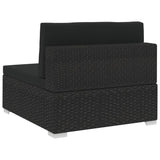 NNEVL 4 Piece Garden Sofa Set with Cushions Poly Rattan Black