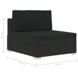 NNEVL 4 Piece Garden Sofa Set with Cushions Poly Rattan Black