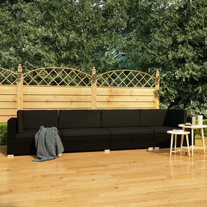 NNEVL 4 Piece Garden Sofa Set with Cushions Poly Rattan Black