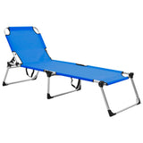 NNEVL Extra High Folding Senior Sunbed Blue Aluminium