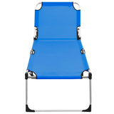NNEVL Extra High Folding Senior Sunbed Blue Aluminium