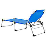NNEVL Extra High Folding Senior Sunbed Blue Aluminium