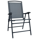 NNEVL Folding Garden Chairs 2 pcs Texilene Grey