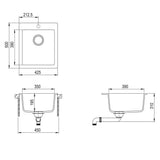 NNEVL Overmount Kitchen Sink Single Basin Granite Cream White