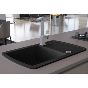 NNEVL Granite Kitchen Sink Single Basin Black