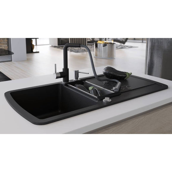NNEVL Granite Kitchen Sink Double Basin Black