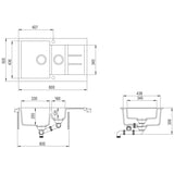 NNEVL Granite Kitchen Sink Double Basin Grey