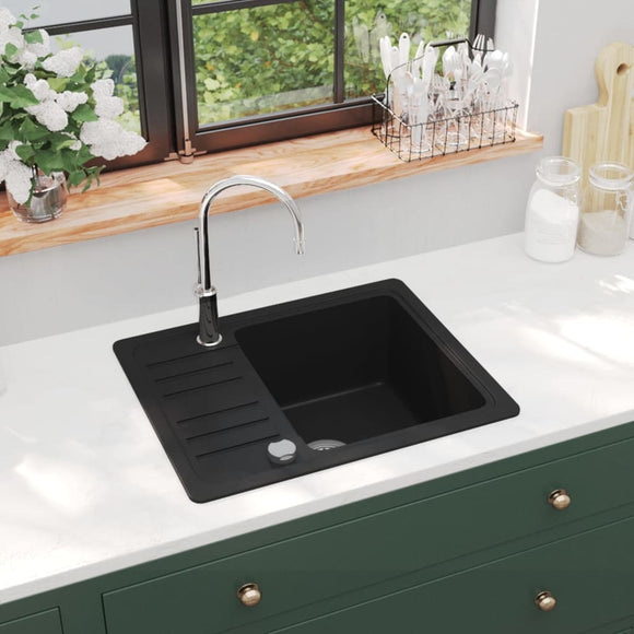 NNEVL Granite Kitchen Sink Single Basin Black