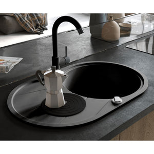 NNEVL Granite Kitchen Sink Single Basin Oval Black