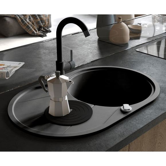 NNEVL Granite Kitchen Sink Single Basin Oval Black