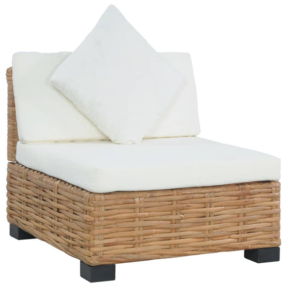 NNEVL Armless Sofa with Cushions Natural Rattan