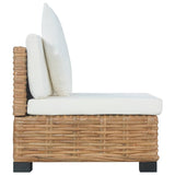 NNEVL Armless Sofa with Cushions Natural Rattan