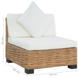NNEVL Armless Sofa with Cushions Natural Rattan
