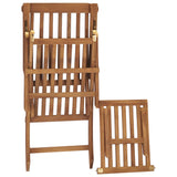 NNEVL Deck Chair with Cushion Cream White Solid Teak Wood