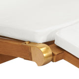 NNEVL Deck Chair with Cushion Cream White Solid Teak Wood