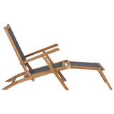 NNEVL Deck Chair with Footrest Solid Teak Wood Black