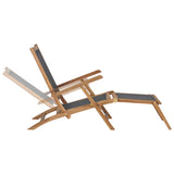 NNEVL Deck Chair with Footrest Solid Teak Wood Black