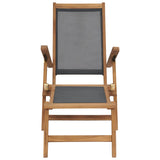 NNEVL Deck Chair with Footrest Solid Teak Wood Black