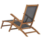 NNEVL Deck Chair with Footrest Solid Teak Wood Black