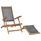 NNEVL Deck Chair with Footrest Solid Teak Wood Black