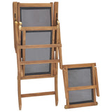 NNEVL Deck Chair with Footrest Solid Teak Wood Black